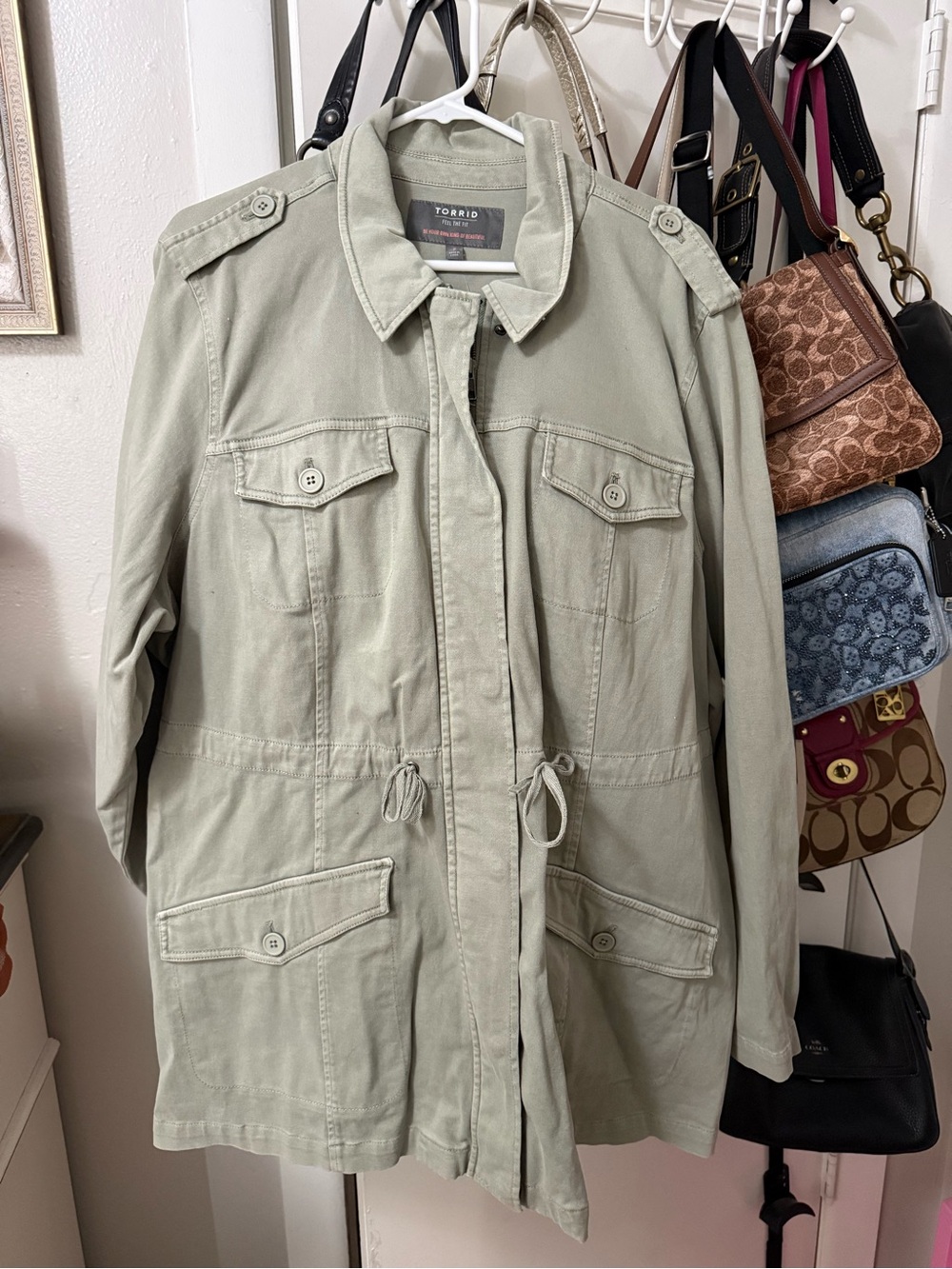 Torrid Sage greenUtility Jacket lace up back - Women's Lightweight Anorak size 3